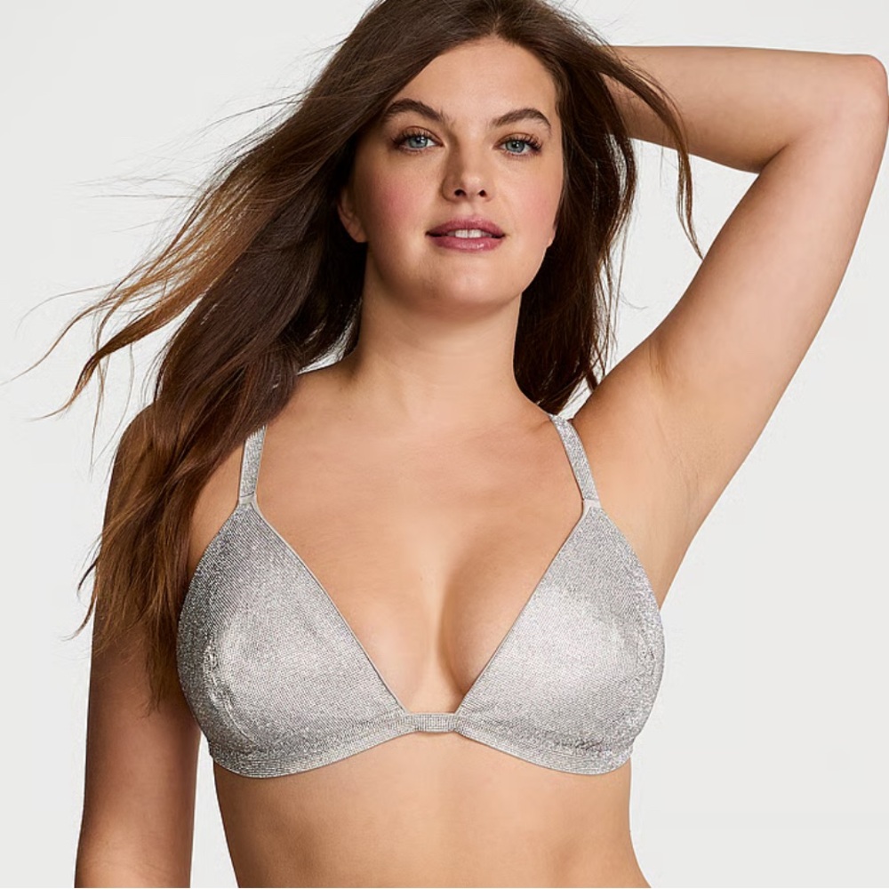 Victoria's Secret Silver Shine Triangle Bralette (Small) NWT
